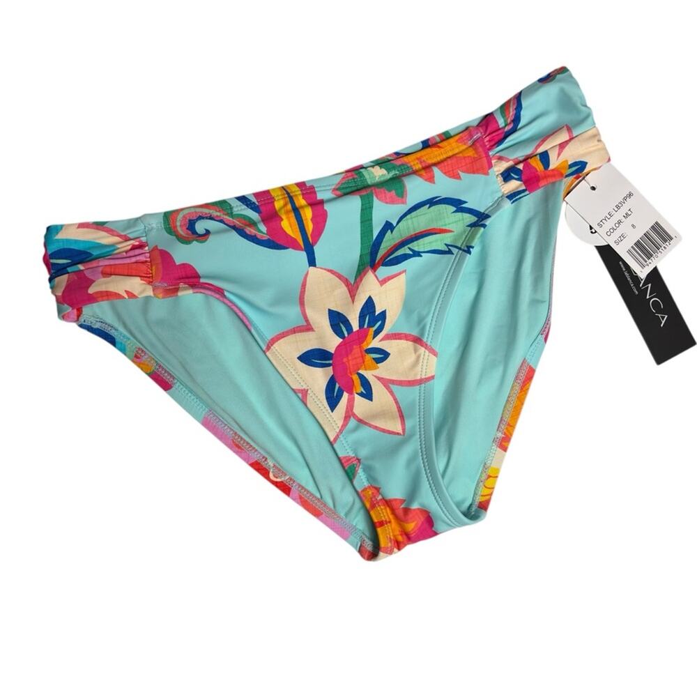 LA BLANCA BREEZE SIDE SHIRRED HIPSTER WOMEN BOTTOM SIZE 8 BRAND NEW WITH TAGS